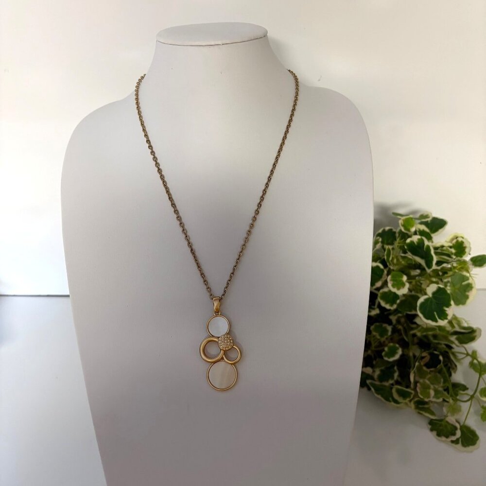 Lia Sophia Effervescent Mother of Pearl and Faux Opal Crystals Pendant Necklace
